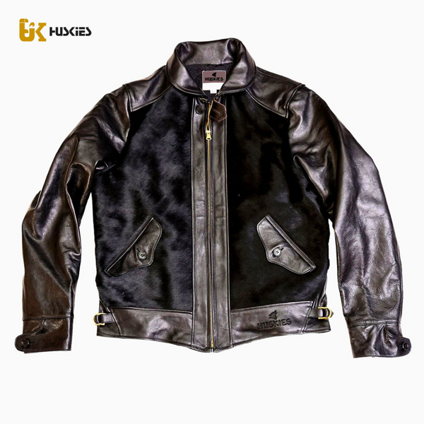 The Bear Leather Jacket - Atelier Huskies, Leather Jacket, Fur Jacket, Black Leather Jacket, Mens Leather Jacket, Fur Leather Jacket